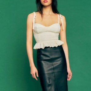 Reformation Cream Peplum Top